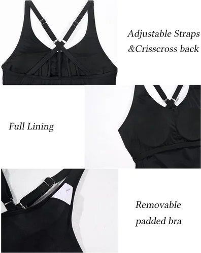Vista 5 de Yonique Top tankini para mujer, solo atlético, traje de baño tankini modesto, sin parte inferior