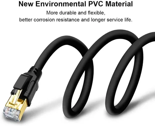 Vista 6 de Yauhody Cable Ethernet CAT 8 de 1.5 pies, alta velocidad, 40 Gbps, 2000 MHz, 26 AWG, cable LAN de red de Internet con conector RJ45 chapado en oro