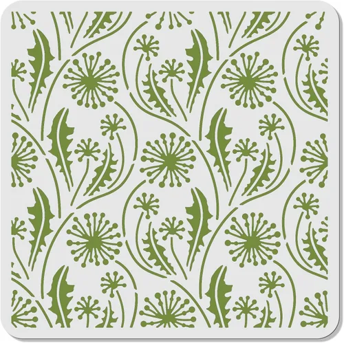 Vista 2 de ORIGACH Plantilla de diente de león reutilizable con textura de diente de león para pintar sobre madera, lienzo, papel, tela, piso, pared y azulejos