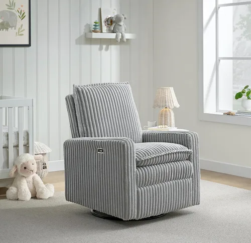 Vista 2 de Oxford Baby Uptown Power Sillón Reclinable/Mecedora, Pana, Gris Ceniza
