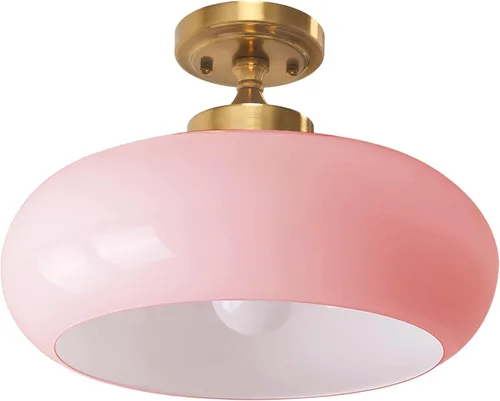 Vista 17 de Lámpara de Techo Verde Semiempotrada Vintage de Latón Antiguo Luz Empotrada Superior de Cristal Dorado Candelabro para Casa de Campo Armario Entrada