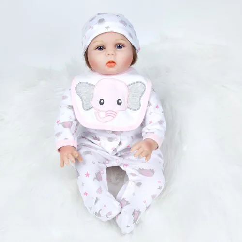 Vista 2 de Ropa de muñeca Reborn de 17 a 22 pulgadas, elefante rosa, muñeca recién nacida, accesorios de ropa, conjunto de 5 piezas