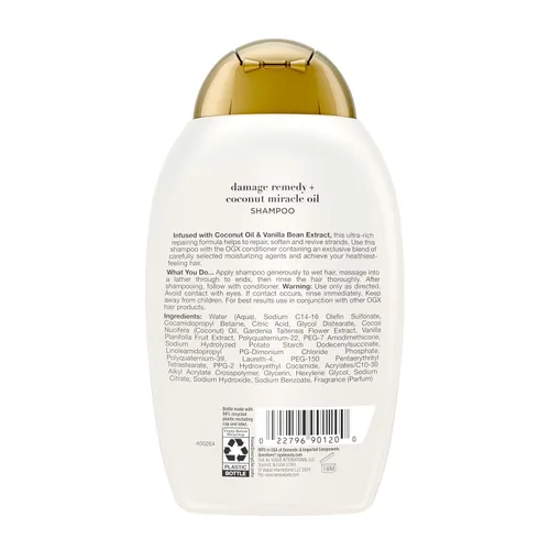 Vista 9 de Ogx Champú de aceite de coco Miracle + remedio para el daño extra fuerte, 13 oz