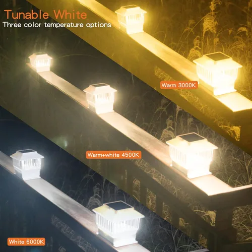 Vista 3 de Paquete de 4 luces solares para tapa de poste, modernas #2: se adapta a postes de vinilo de 4 x 4 y madera de 5 x 5 pulgadas, temperatura de 3