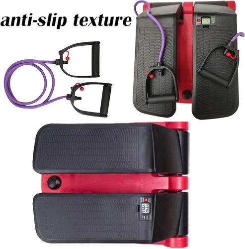 Vista 7 de INTBUYING Mini stepper giratorio para entrenamiento de ejercicio en casa con bandas de resistencia, máquina de pasos silenciosa portátil con monitor