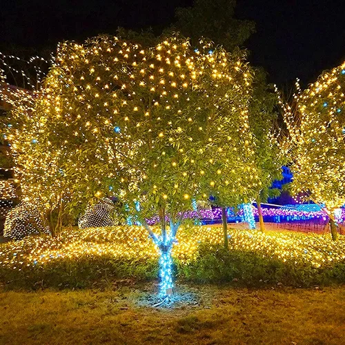 Vista 4 de FUNPENY Luces de Red LED de Navidad 360, 12 pies x 5 pies, Luces de Cadena de Navidad para Exteriores de Cable Transparente, 8 Modos, Impermeable