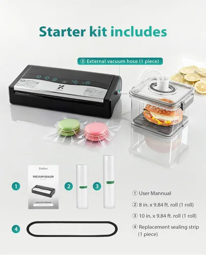 Vista 7 de Máquina selladora al vacío de carne de 90 kPa, sellador automático de alimentos con doble sello para porciones de carne a granel, modos secos