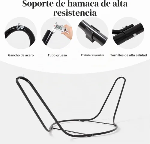 Vista 5 de SUNCREAT Hamacas Hamaca Portátil para Exteriores con Soporte, Capacidad de 475 libras, Hamaca Doble Resistente con Soporte Incluido, Patente
