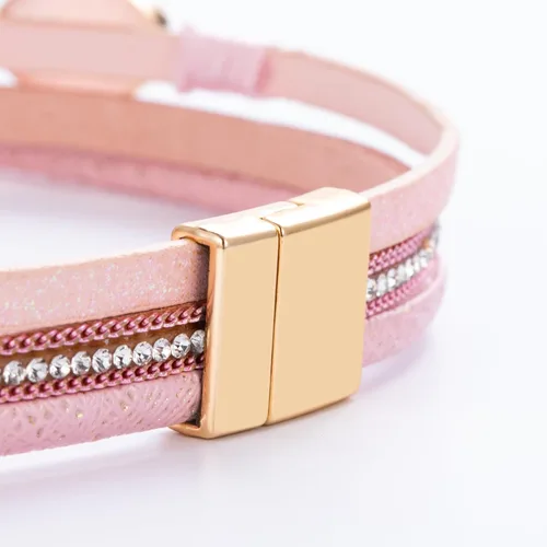 Vista 203 de FANCY SHINY - Pulsera de cuero estilo bohemio, pulsera de cuentas de cristal con cierre magnético, regalos de joyería para mujer