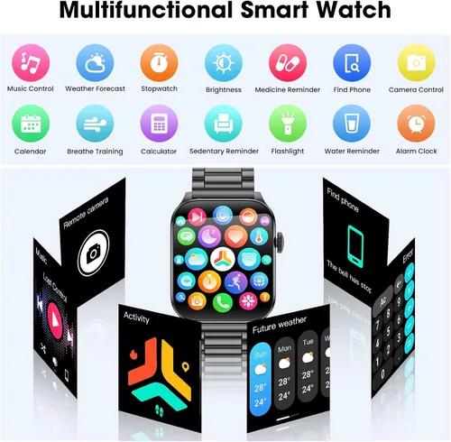 Vista 6 de Curve - Reloj inteligente militar para hombre (respuesta/hacer llamadas), reloj inteligente AMOLED de 1.93 pulgadas con monitor de frecuencia