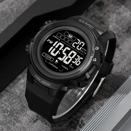 Vista 9 de IJAHWRS Reloj deportivo digital para hombre, pantalla LED impermeable y a prueba de golpes, reloj electrónico, negro