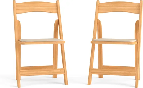 Vista 25 de HERCULES™ silla plegable de madera blanca, con asiento acolchado, Vidrio, Negro