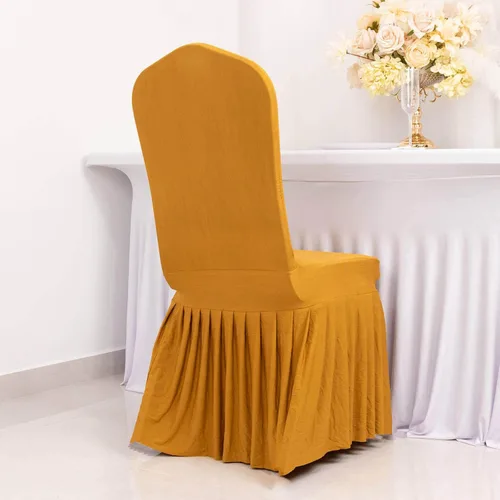 Vista 16 de Efavormart - Funda para silla de banquete de elastano con falda plisada con volantes y banda trasera cruzada, funda elástica negra para bodas y Negro