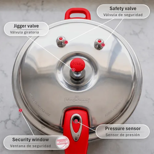 Vista 7 de Magefesa Avant - Olla a presión de aluminio de 6.2 cuartos de galón, compatible con estufas de gas, eléctricas y de cerámica, olla a presión