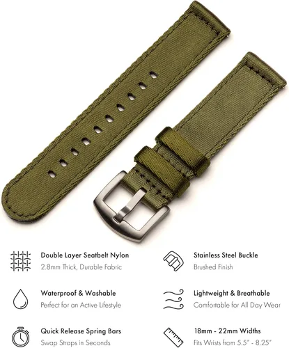 Vista 2 de Benchmark - Correa de reloj de nailon impermeable de alta calidad para hombres y mujeres, barras de resorte de liberación rápida integradas