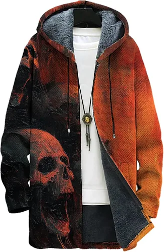 Vista 10 de Mens Hooded Cardigan Japanese Art Zip Up Long Sleeve Sweater Hoodie Dragon Print Coat with Pockets