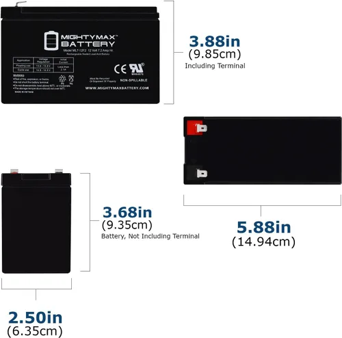Vista 2 de Mighty Max Battery Batería de repuesto de 12V 7Ah F2 para APC/UPS RBC110 RBC24 RBC17-6 Pack