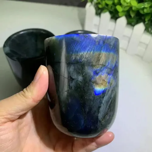 Vista 4 de WOWVITY Rare Blue Flash Labradorite Teacup, Labradorite Quartz Cup, Feldspar Spectrolite Drinking Cup, Mineral Handmade Gemstone Cup Gift for Mom