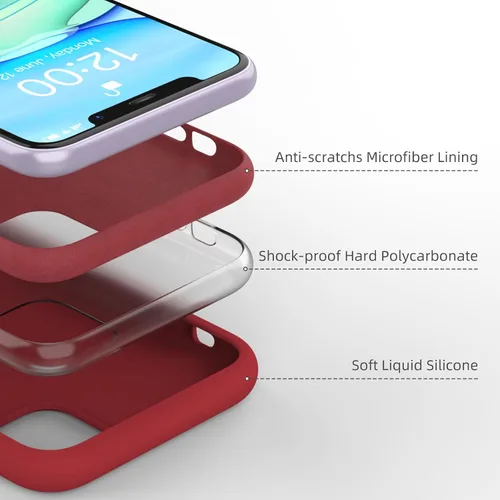 Vista 4 de Funda de silicona líquida compatible con iPhone 11, color rojo [Protección contra caídas] [Resistente a los arañazos, a prueba de golpes]