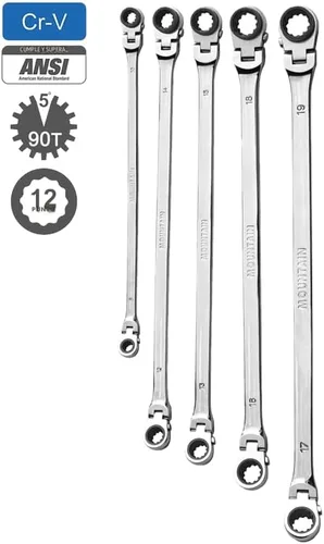 Vista 3 de Mountain RM6 - Juego de llaves reversibles de doble caja de 5 piezas para garajes, talleres de reparación y bricolaje, acanalado universal, diseño