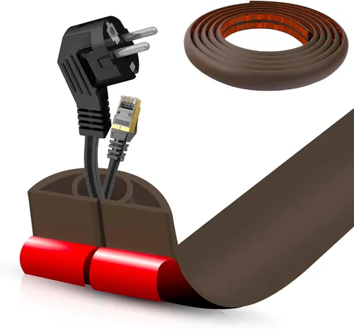 Vista 68 de Cubierta autoadhesiva para cables de suelo, gestión de cables de 3.3 pies, protector de tira de extensión para cables, evita tropiezos de cables