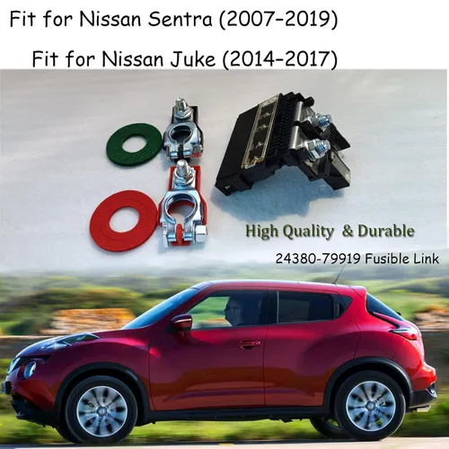 Vista 2 de 24380-79919 Enlace fusible, terminal de batería positivo y tuercas M8, apto para Nissan Sentra (2007-2019), Juke (2014-2017), 200SX - Fusible