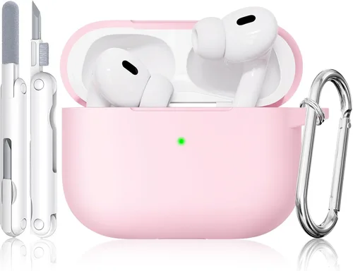 Vista 13 de Funda para AirPods Pro, funda de silicona suave compatible con Airpods Pro de 2ª/1ª generación para mujeres y niñas, con kit de limpieza y llavero 1