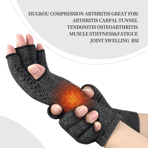 Vista 5 de 2 pares de guantes de compresión para artritis, proporcionan calor para el túnel carpiano, reumatoides, guantes de alivio del dolor de artritis