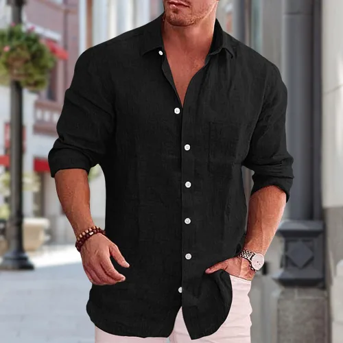 Vista 2 de domirica Camisa de manga larga con botones para hombre, étnica 2025, para verano, hawaiana, playa, casual, vintage, novedosa, ligera