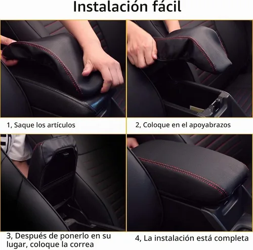 Vista 6 de AOMSAZTO - Fundas de consola para Nissan Sentra 2020, 2021, 2022, almohadilla para reposabrazos color negro con costuras rojas