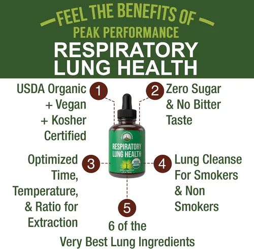 Vista 2 de USDA Organic Pulmon Detox para fumadores y no fumadores con 6 ingredientes principales. Hoja de gordolobo, raíz de malvavisco, caléndula. Limpieza