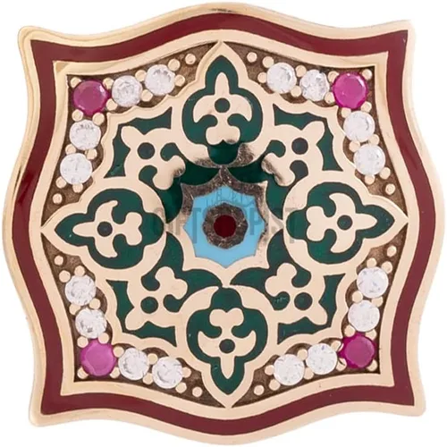 Vista 2 de Motif Style Turkish Handmade All Authentic Jewelry Red Enamel Round Cut Ruby Topaz 925 Sterling Silver Ring Size All