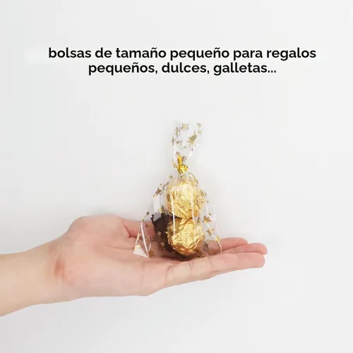 Vista 3 de 100 bolsas de regalo con estampado de estrellas de 3 x 5 pulgadas, bolsas de regalo de celofán, bolsas de regalo de celofán, bolsas de regalo