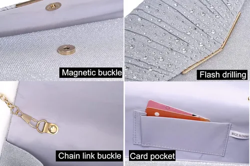 Vista 4 de MUDUO Monederos de mano con diamantes de imitación para mujer, monederos y bolsos formales de boda, fiesta, graduación, bolsas de dinero, regalo