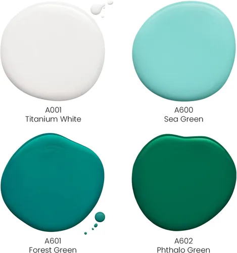 Vista 2 de ARTEZA Juego de 4 colores de pintura acrílica para vertido, botellas de 4 onzas, tonos aguamarina, pintura acrílica de alto flujo, suministros