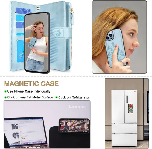 Vista 3 de Funda compatible con iPhone 13 Pro Max de 6.7 pulgadas 2021 [ranuras para tarjetas] Soporte para dinero en efectivo para tarjetas de identificación