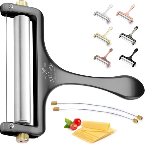 Vista 13 de Zulay Cortador de Queso Ajustable - Cortador de Alambre para Mozzarella, Cheddar, Gouda - De Uso Rudo Con 2 Alambres Extras (Cobre)