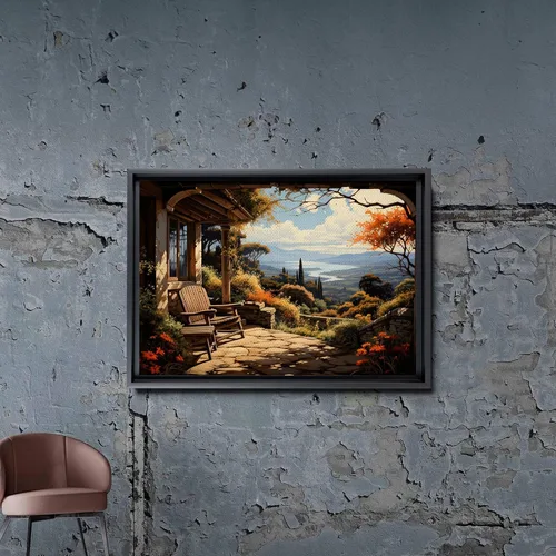 Vista 7 de Canvas Prints Wall Art oil painting rural landscape a house in the village Wall Artwork Paintings for Living Room Bedroom Office Kitchen Bathroom