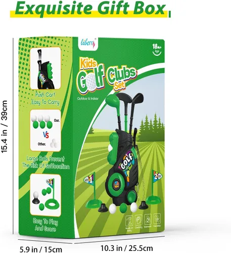 Vista 9 de Liberry Juego de golf para niños de 2, 3, 4 años, carrito de golf mejorado para niños con diseño de correa para el hombro, juguetes deportivos