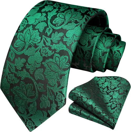 Vista 170 de Corbatas florales tejidas clásicas para hombre, corbata cuadrada de bolsillo, corbatas formales para hombres, boda con pañuelo