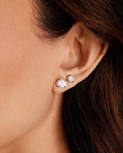 Vista 3 de PAVOI Waterproof CZ Stud Earrings for Women, 14K Gold Plated Set of 5 Studs Oro rosa
