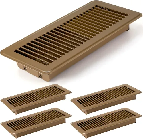 Vista 12 de Retisee 4 cubiertas de ventilación de registro de piso de 4 x 12 pulgadas, rejillas de ventilación de piso de acero resistente con flujo de aire