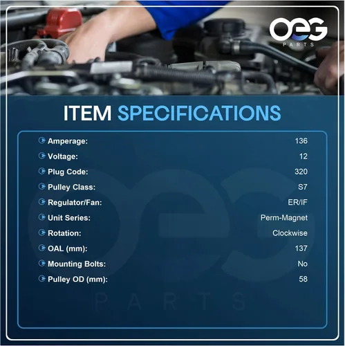 Vista 3 de Piezas OEG Nuevo alternador compatible con Jeep Grand Cherokee V8 5.2L 1997-1998 Grand Cherokee V8 5.9L 1998 56027913 56041394AA 121000-4171