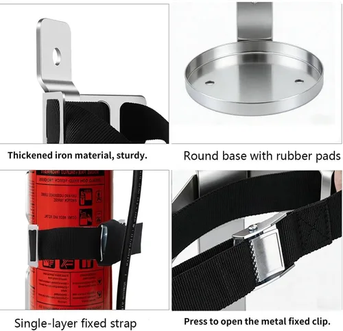 Vista 4 de Soporte para extintor de incendios, soporte de pared, compatible con extintores de incendios de 2.5 libras, acero inoxidable