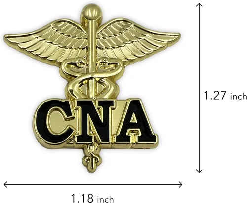 Vista 4 de Pin de solapa con emblema de enfermera certificada para asistente de enfermería registrada, broche de letras en caduceo, clip de ceremonia médica