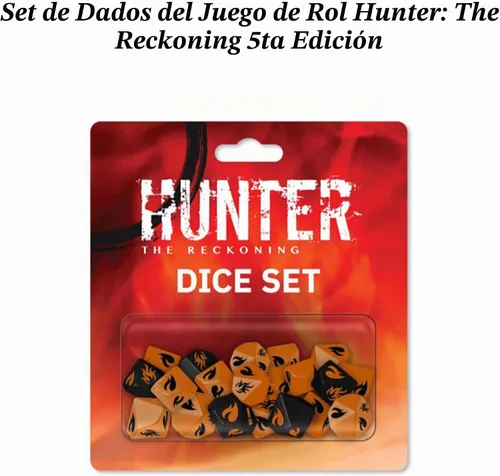 Vista 2 de Renegade Game Studios Hunter: The Reckoning - Juego de dados de 5ª edición - Dados d10 naranja y negro