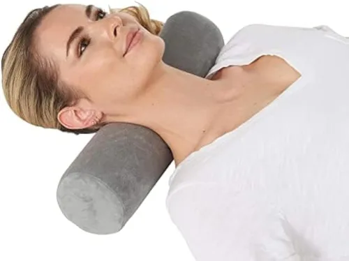 Vista 8 de AllSett Health - Almohada de refuerzo cilíndrica y redonda cervical con funda extraíble y lavable, diseñada ergonómicamente para cabeza, cuello