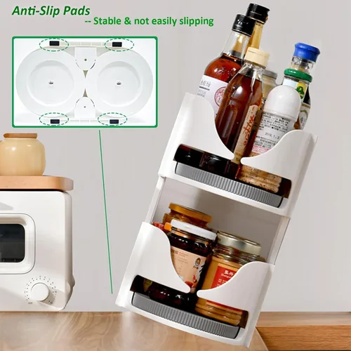 Vista 6 de Refrigerador Lazy Susan - Mesa giratoria de 360°, organizador de mesa giratoria para nevera, organización y almacenamiento, estantes giratorios