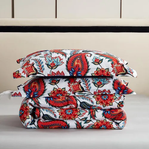 Vista 6 de Ikawaapurry Juego de edredón floral tamaño Queen para cama Queen, juego de ropa de cama bohemio de granja, esponjoso, ligero, flores, plantas