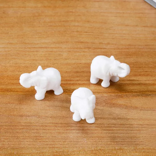 Vista 5 de Figuras de elefante con piedras preciosas de jade blanco, 1 unidad, figuras de elefante pequeño, estatuas de animales de cristal curativo talladas a